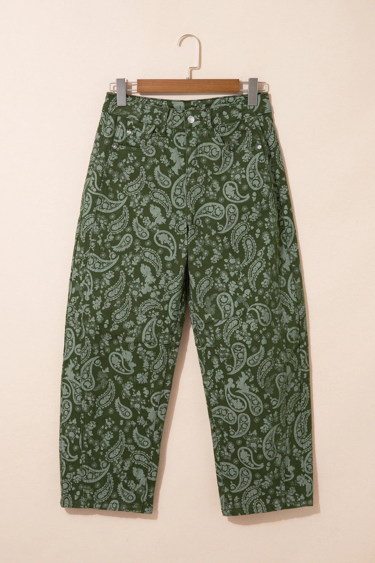 Paisley Denim High Waist Barrel Leg Pants