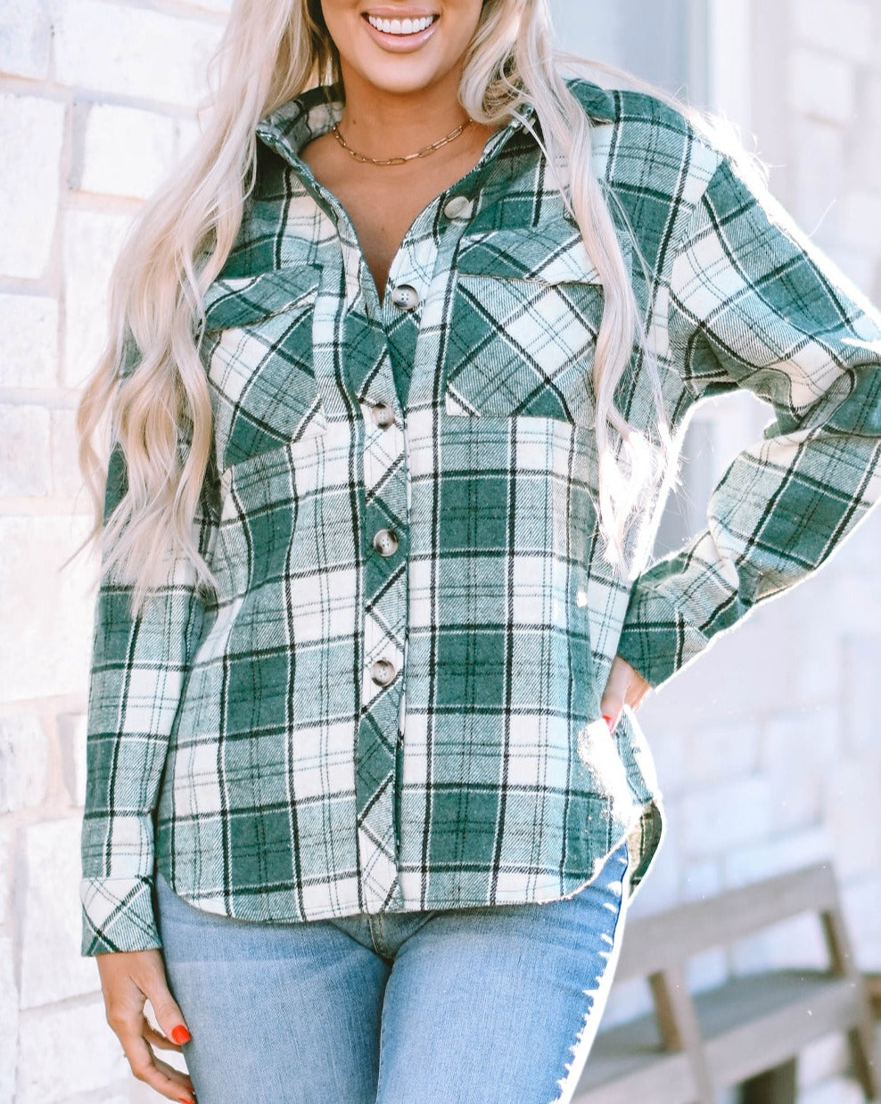 Plaid Flap Pocket Buttoned Shirt