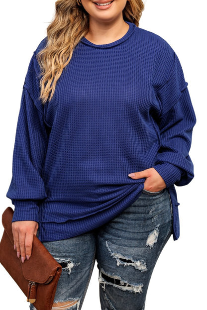 Plus Size Waffle Long Sleeve Top