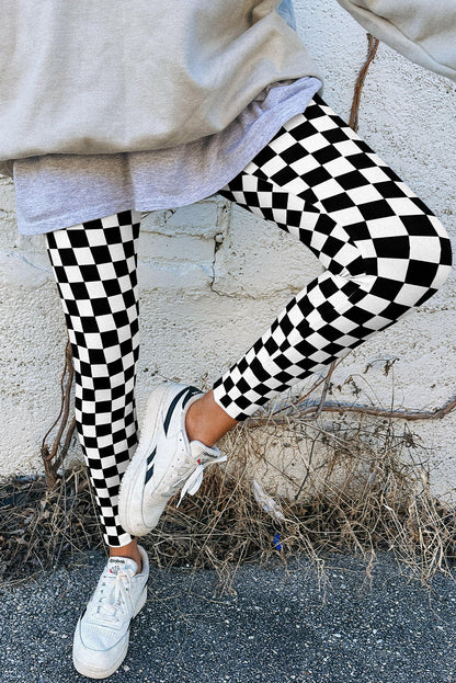 Checker High Waist Skinny Leggings