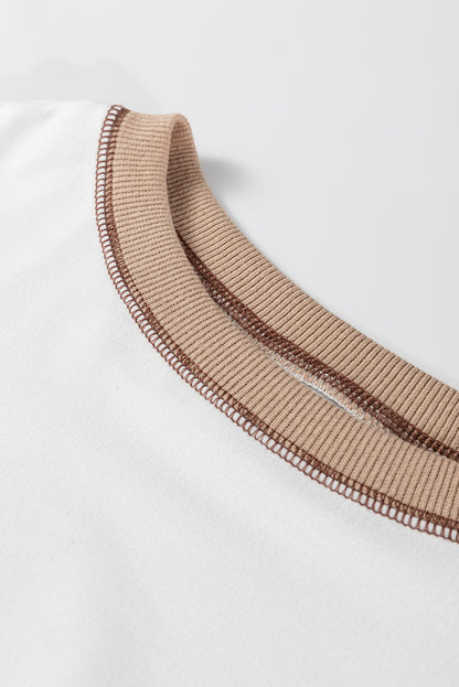 Stripe Colorblock Contrast Stitch Oversized Sweatshirt