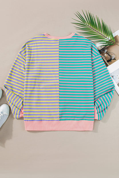 Stripe Colorblock Oversize Sweatshirt