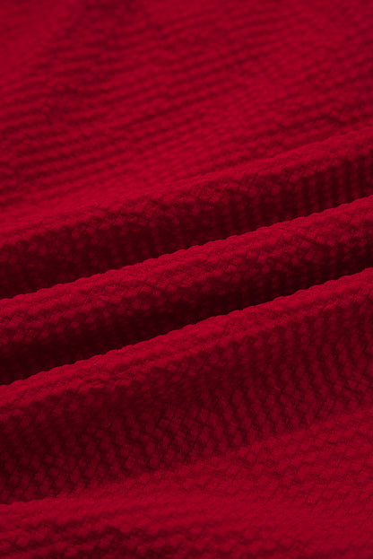 Leopard Contrast Trim V-Neck Textured Blouse