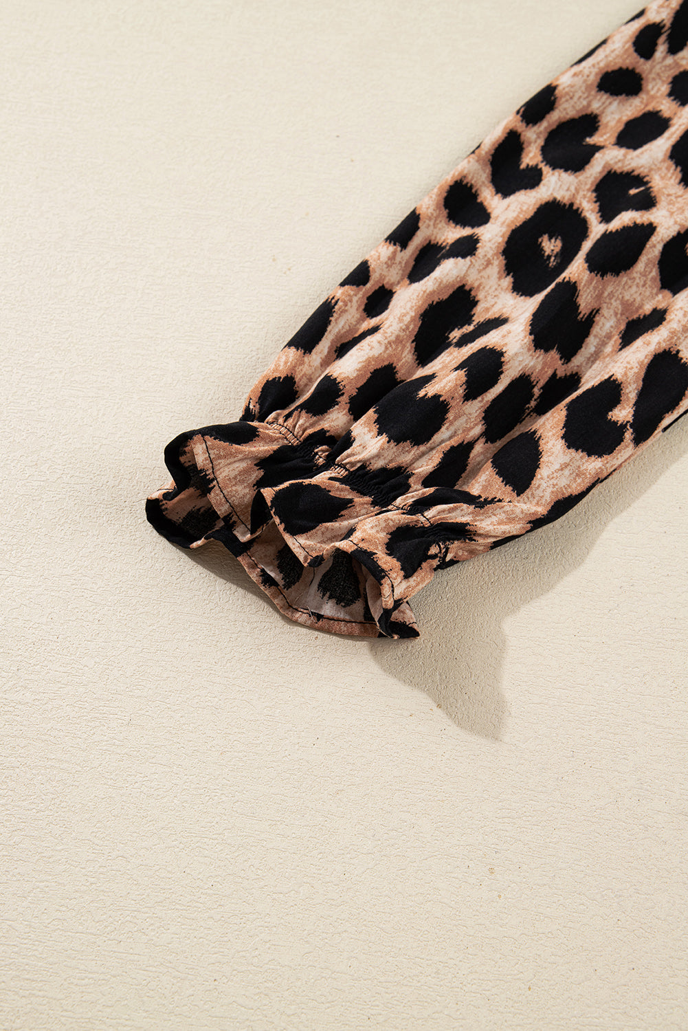 Leopard Smocked V-Neck Flowy Midi Dress