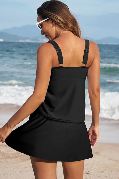 Colorblock Tankini Top and Skort Swim Set