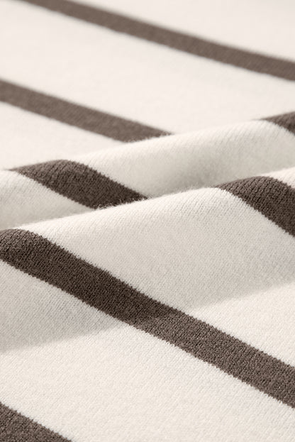 Stripe Side Slit Short Sleeve Sweater Tee