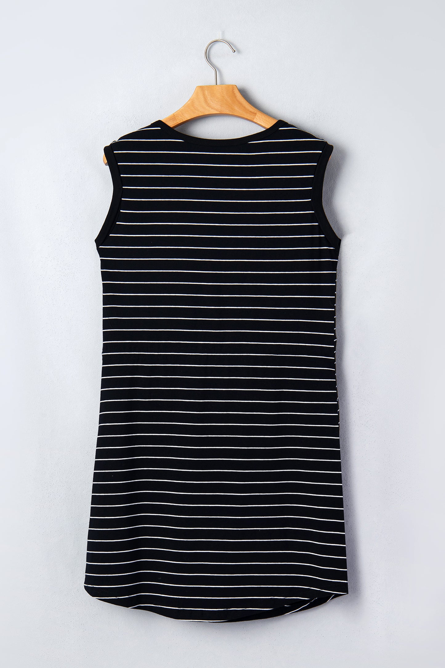 Stripe Drawstring Waist Pocketed Mini Dress