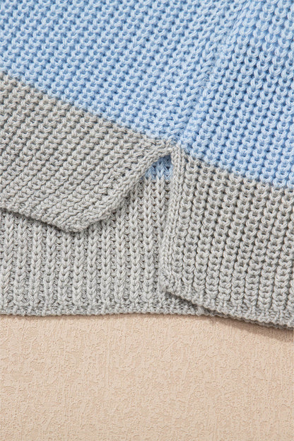 Stripe Colorblock V-Neck Sweater T-Shirt