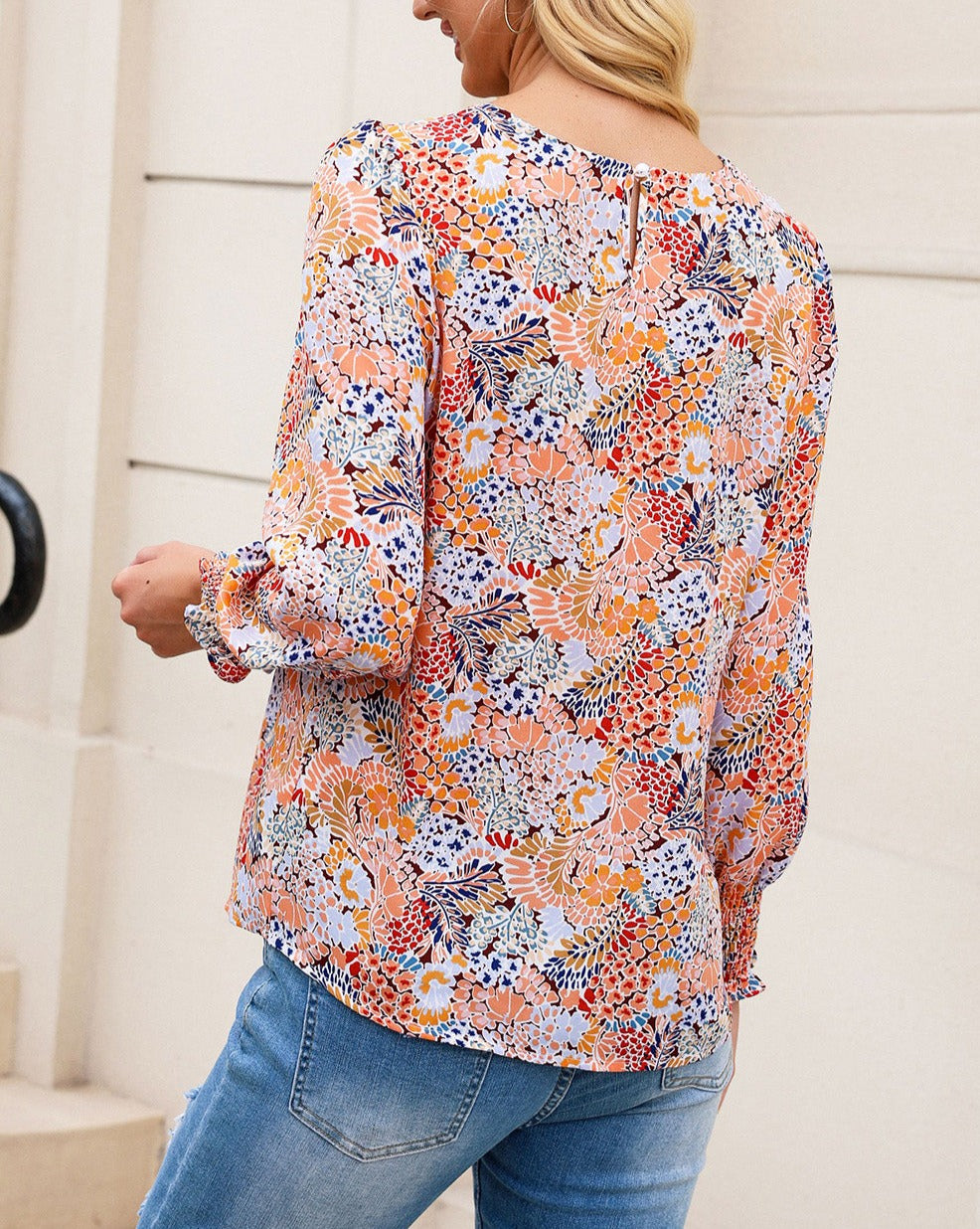 Floral Smocked Long Sleeve Blouse