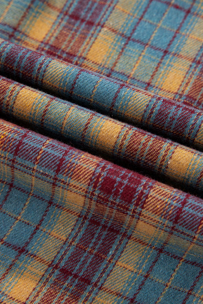 Plus Size Stripe Plaid Patchwork Waffle Top