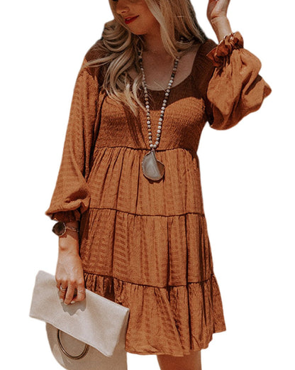 Smocked Puff Sleeve Tiered Dress