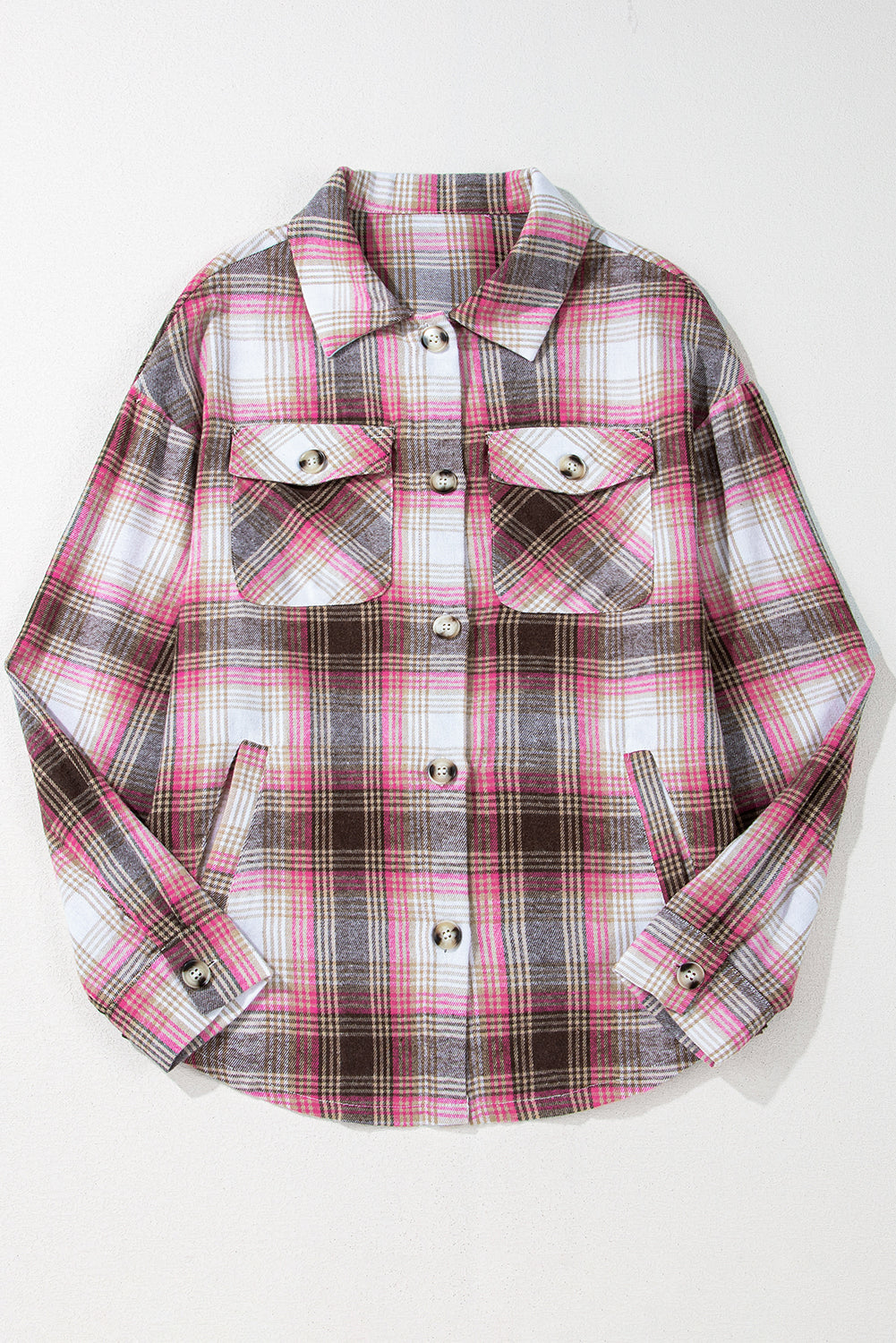 Plaid Flap Pocket Button-Up Shacket