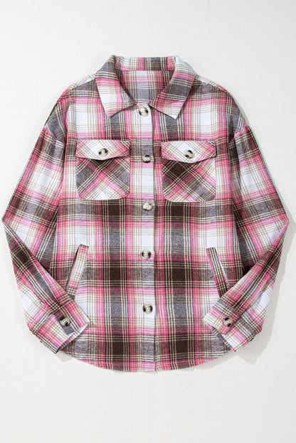 Plaid Flap Pocket Button-Up Shacket