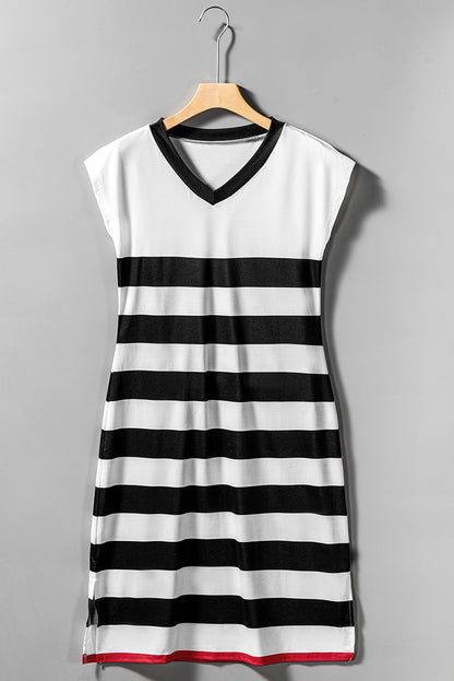 Stripe Cap Sleeve Midi Dress