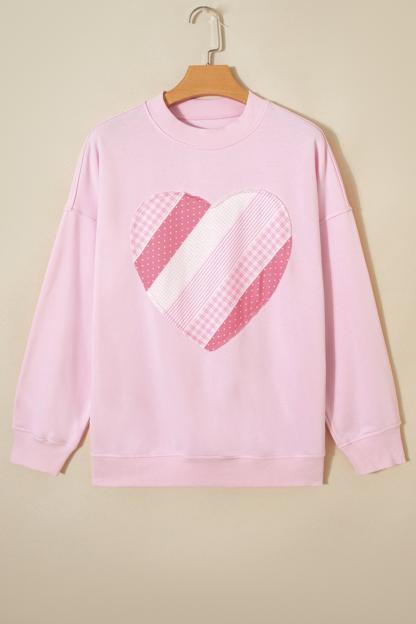Heart Patchwork Drop Shoulder Oversize Sweatshirt