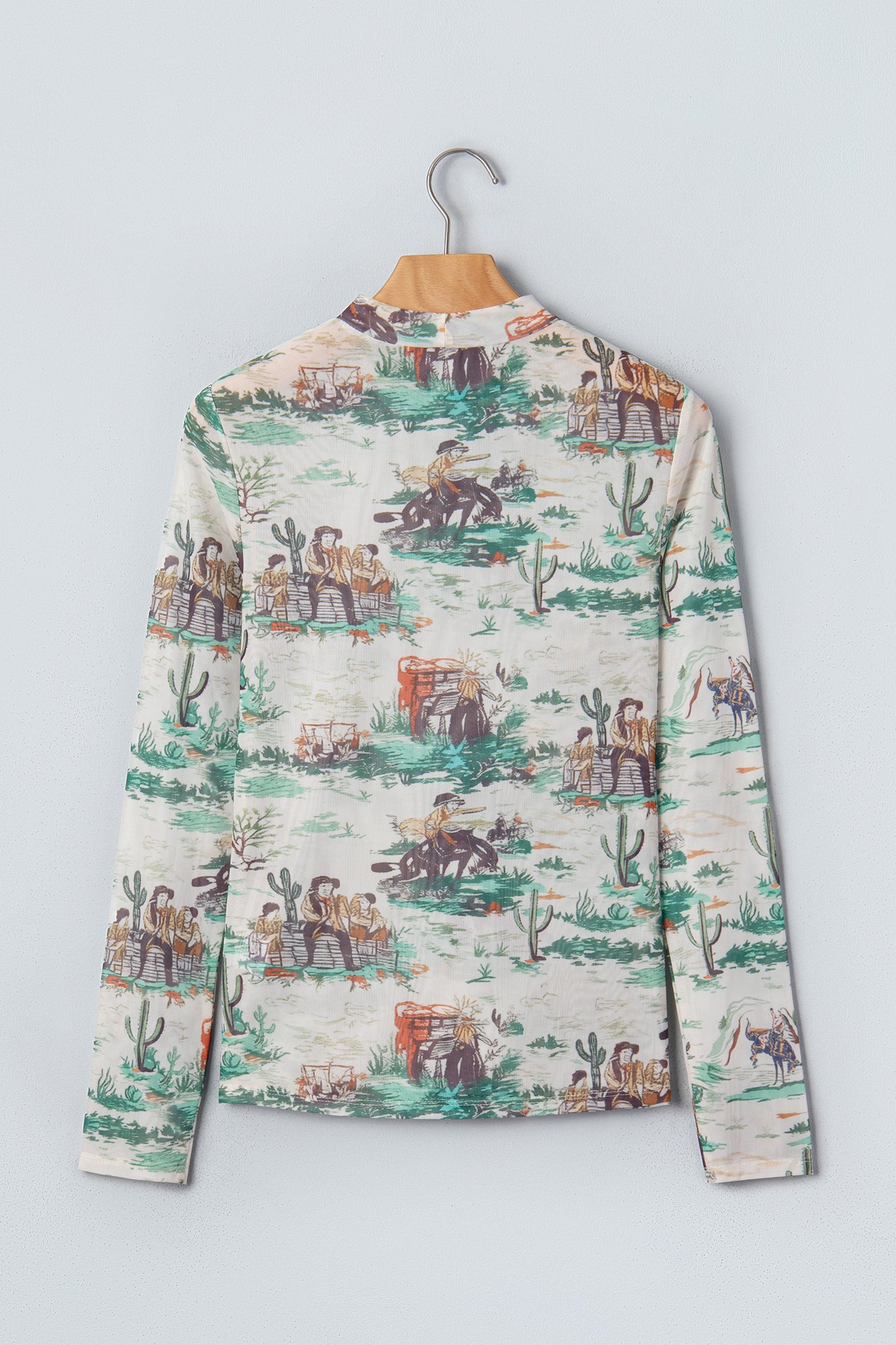 Western Long Sleeve Round Neck Slim Top