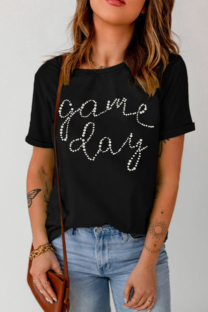 Rhinestone game day Crewneck T-Shirt