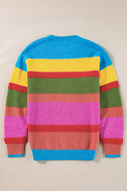 Colorblock Texture Drop Shoulder Sweater