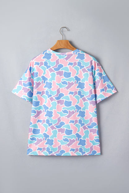 Camo Drop Shoulder Short Sleeve Tunic Tee