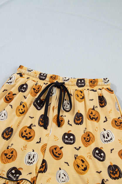 Halloween Jack-O-Lantern Ruffle Top & Shorts Lounge Set
