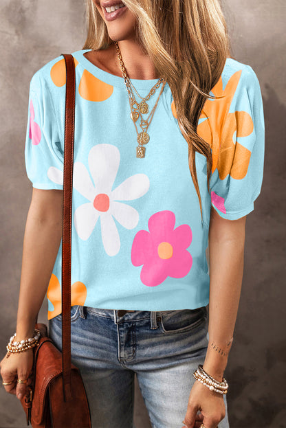 Floral Bubble Sleeve Tee