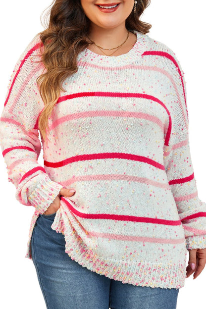 Plus Size Stripe Drop Shoulder Sweater