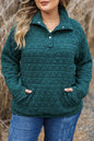 Quarter Buttoned Quilted Sweatshirt Plus Size