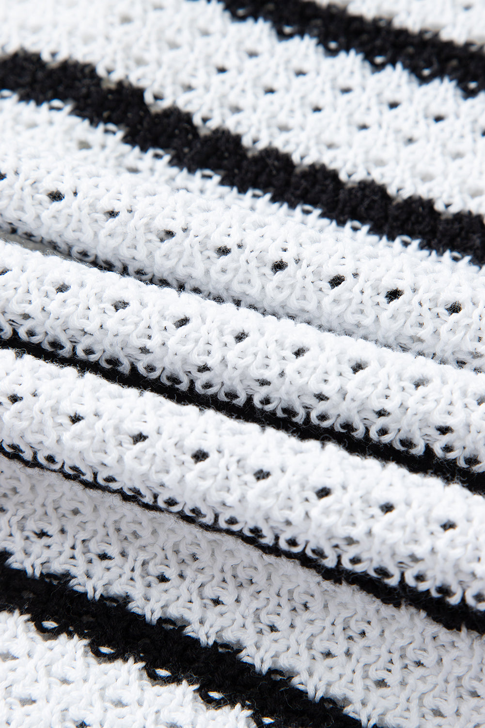 Stripe Buttoned V-Neck Sweater Knit Top