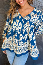 Tribal Geometric 3/4 Sleeve Blouse