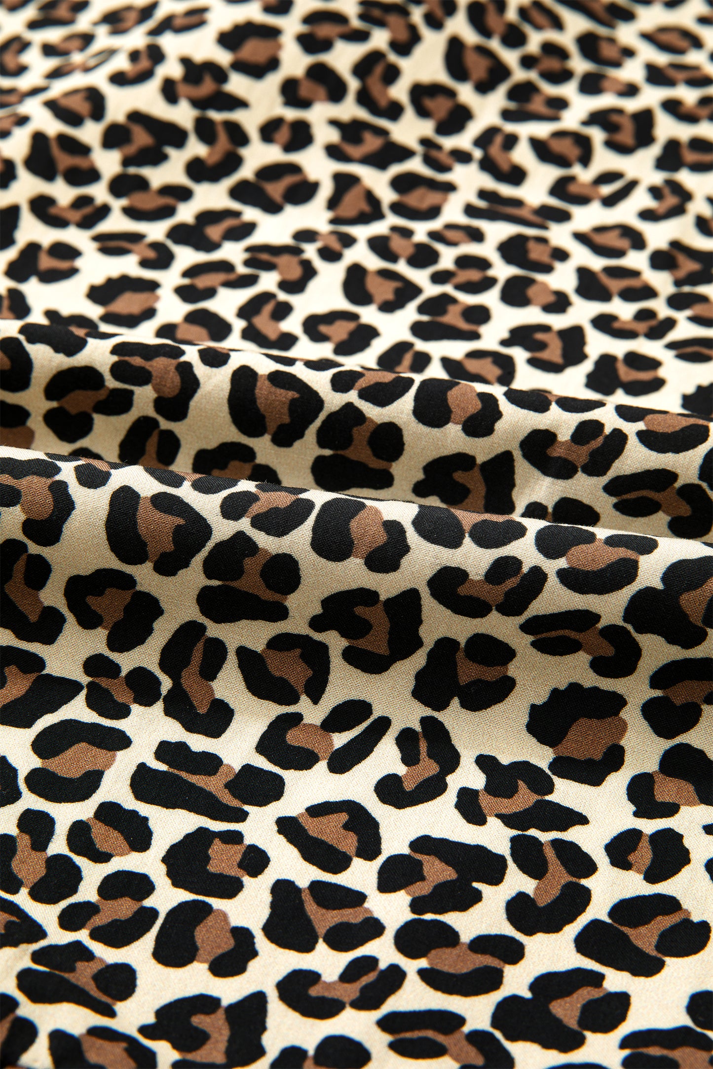 Leopard Stripe Colorblock Trim V-Neck Mini Dress