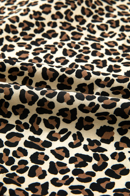 Leopard Stripe Colorblock Trim V-Neck Mini Dress