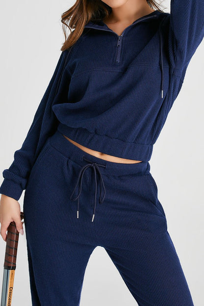 Ribbed Hoodie and Joggers Set