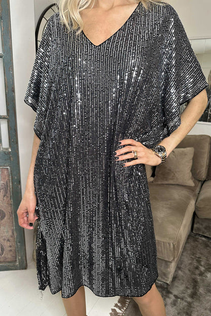 Sequin Dolman Sleeve Shift Dress