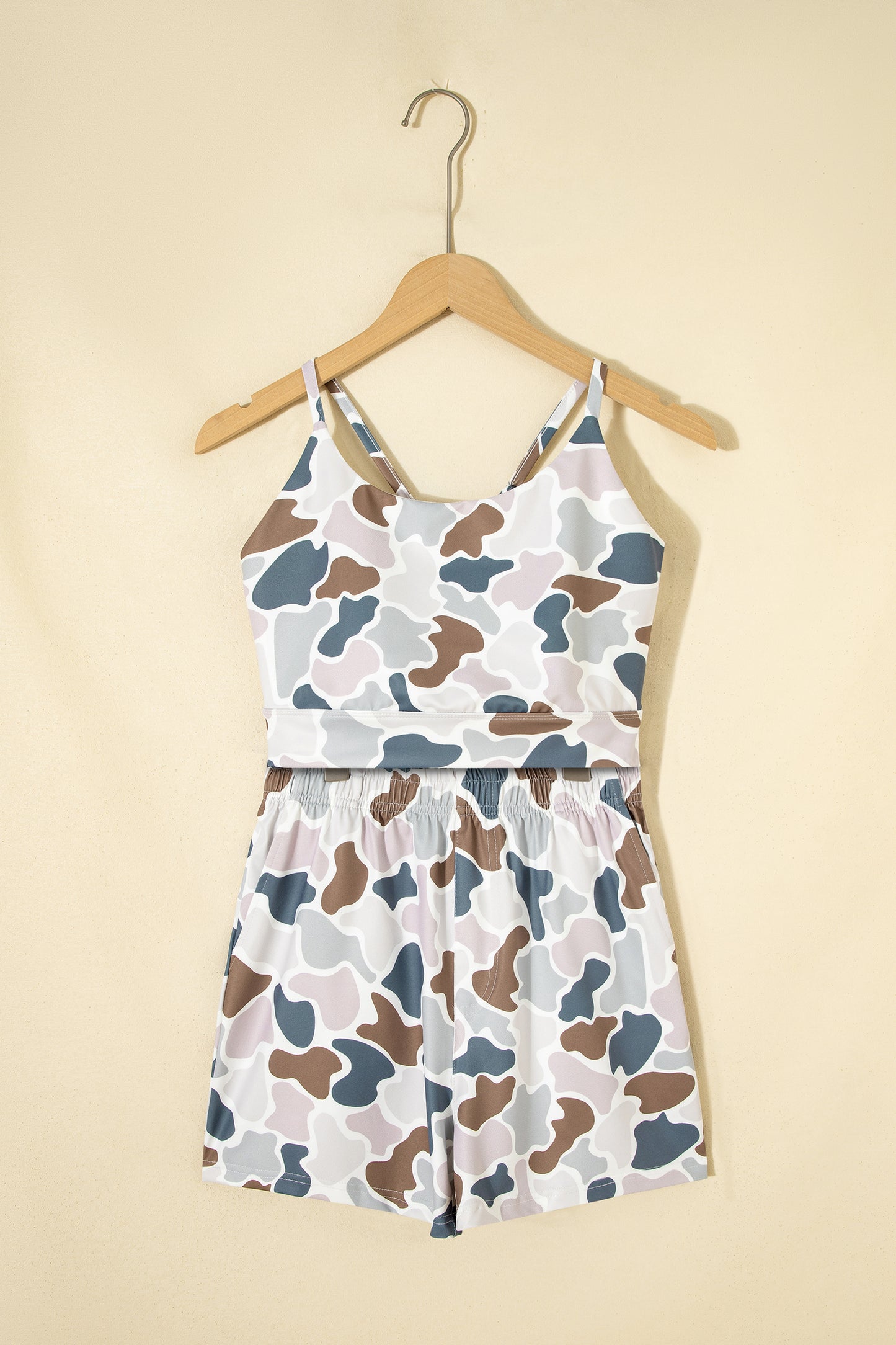 Camo Cropped Tank & Shorts Athleisure Set
