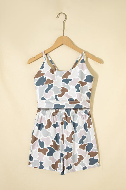Camo Cropped Tank & Shorts Athleisure Set