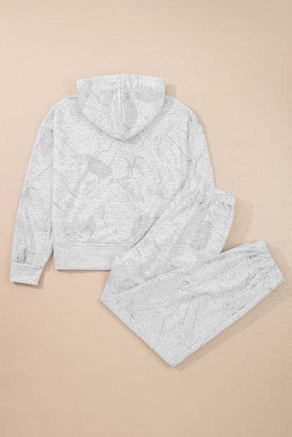 Abstract Drop Sleeve Hoodie and Pant Set