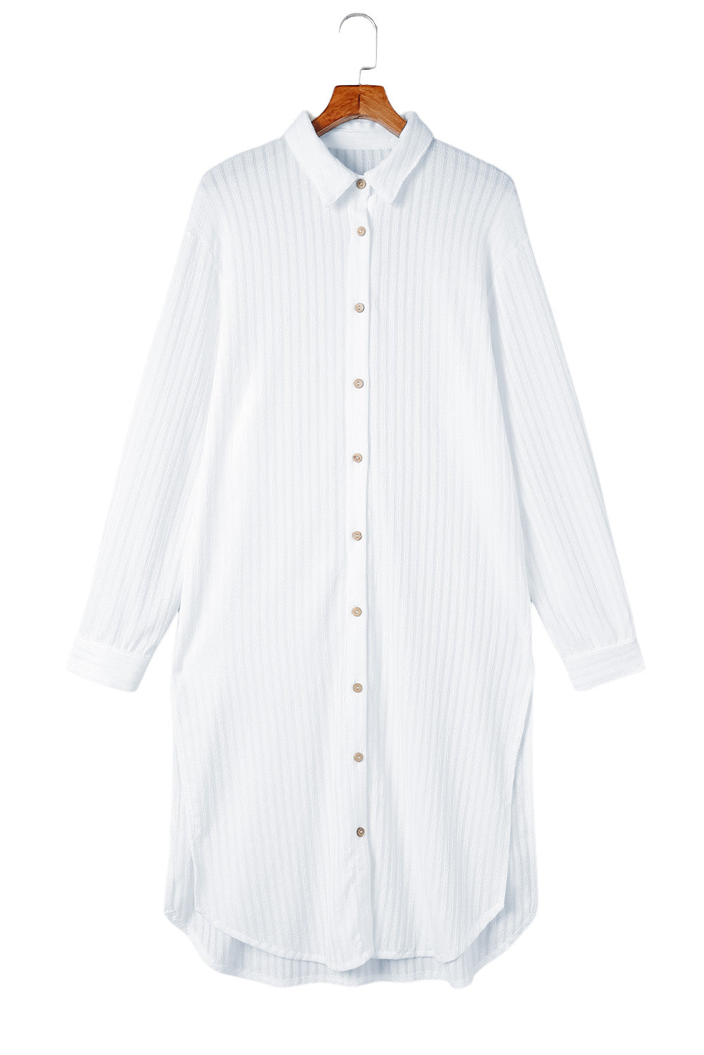 Stripe Crinkle Cover-Up Shirt Dress