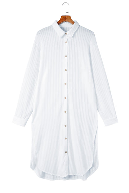 Stripe Crinkle Cover-Up Shirt Dress