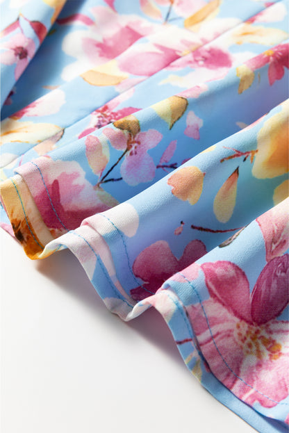 Floral Smocked Long Sleeve V-Neck Blouse