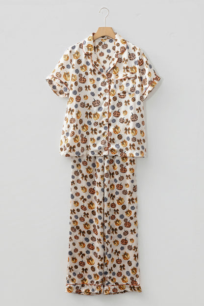 Halloween Leopard Pumpkin Top & Pants Pajama Set