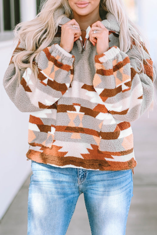 Aztec Fleece Quarter Zip Sweatshirt