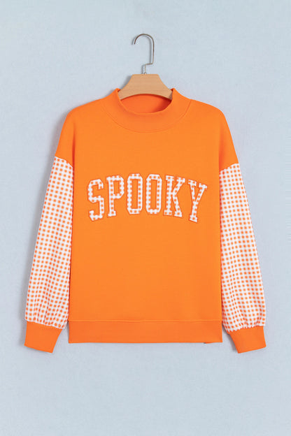 JOLLY & SPOOKY Gingham Patchwork Oversized Sweatshirt
