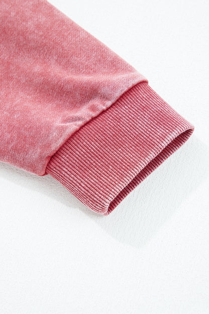 Solid Mineral Wash Raglan Sleeve Raw Hem Sweatshirt