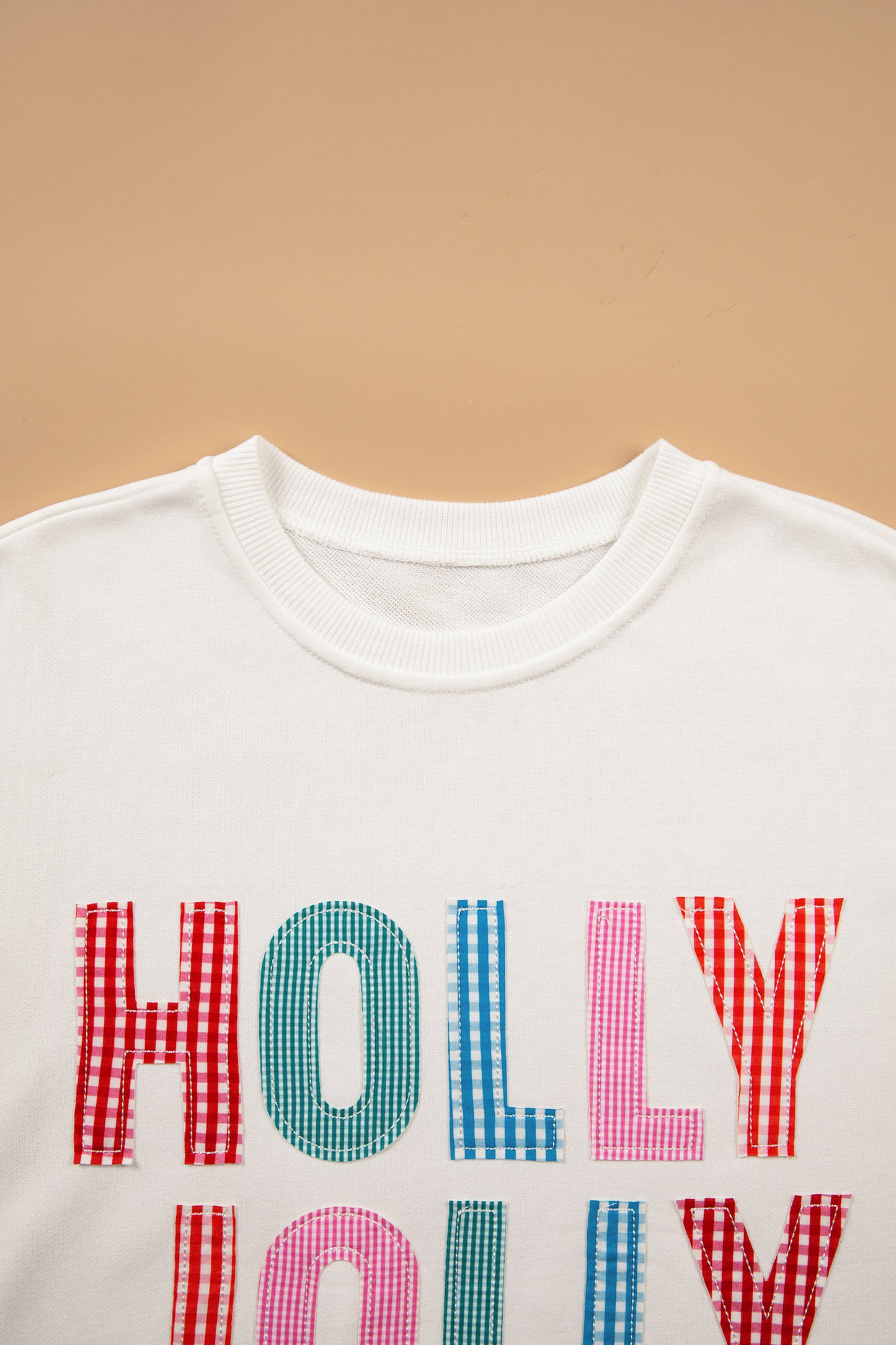 Christmas HOLLY JOLLY Gingham Patchwork Sweatshirt
