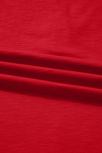 Solid V-Neck Button Long Sleeve Top