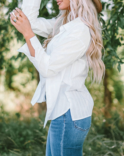 Stripe Buttoned Long Sleeve Shirt