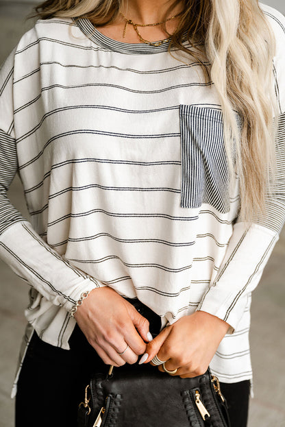 Stripe Patchwork Long Sleeve Top