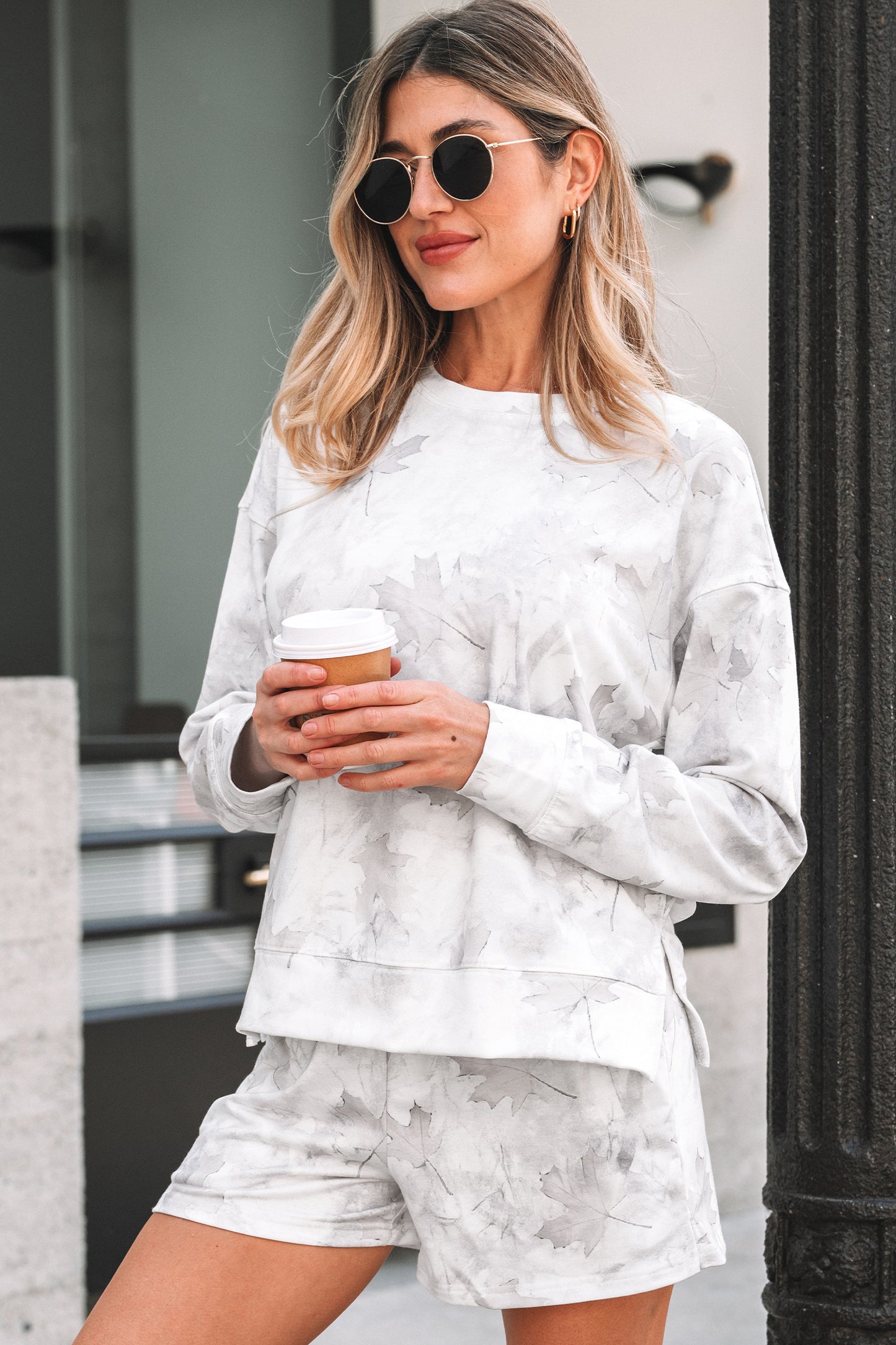 Camo Abstract Top and Elastic Waist Short Set