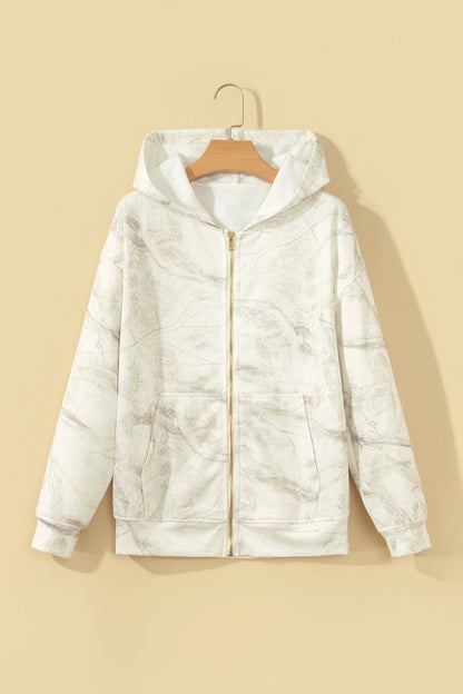 Woodland Camo Zip-Up Hooded Sweatshirt