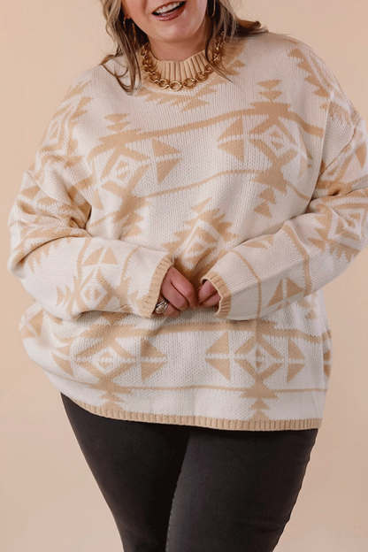 Western Aztec Sweater Plus Size